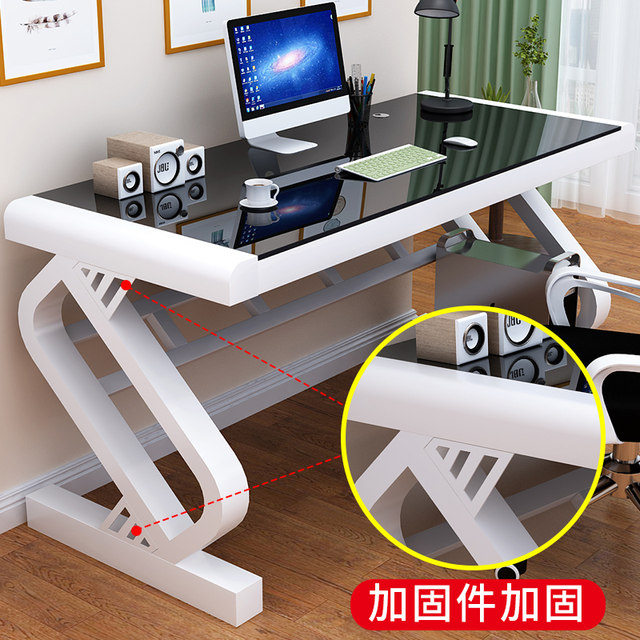 Computer Desk Desktop Home Bedroom Student Study Desk Simple Tempered Glass Office Writing Desk Economical