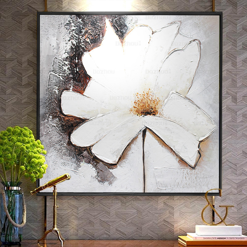 Modern abstract hand-painted oil painting flower porch decoration painting living room sofa background wall painting two-piece combination mural