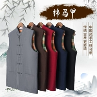 Phong cách Trung Quốc mùa đông phù hợp với nam áo khoác cotton vest vest vest vải thô áo vest dạ nam