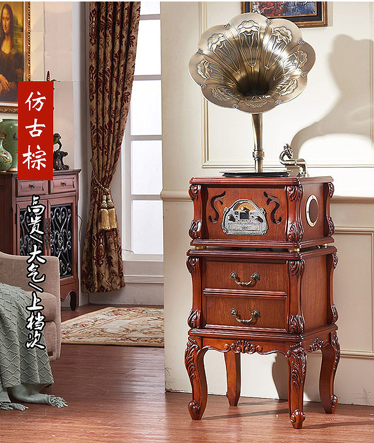 Youdi âm thanh loa siêu trầm đôi máy ghi âm cổ điển tuabin retro hát cánh tay gỗ vinyl ghi âm máy nghe nhạc Bluetooth - Máy hát đầu đĩa than