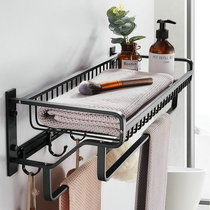 Punch-free towel rack toilet bathroom net basket hanger toilet wall-mounted black towel rack bathroom rack