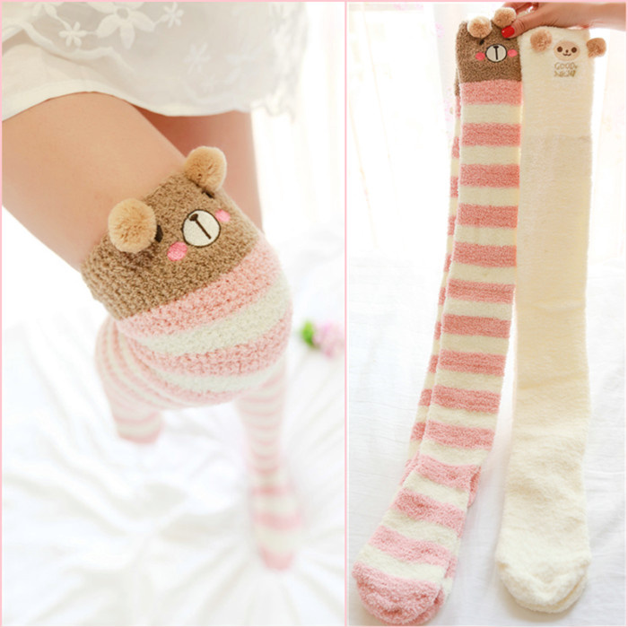 Day Ensemble Three-dimensional Cartoon Over Knee Coral Suede Socks Air Conditioning House Sleep Socks Moon Thickened Warm Floor Long Barrel Socks Woman