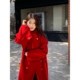 ICELOLLY Chinese New Year shirt red cashmere double-sided woolen coat women's autumn and winter long woolen coat