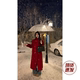 ICELOLLY Chinese New Year shirt red cashmere double-sided woolen coat women's autumn and winter long woolen coat