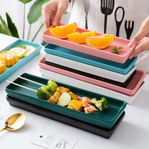 Creative Personality Sushi Rectangular Flat Pan Pure Color Western Dining Dinner Plate Snack Dish Home Plate Dish Color Glaze