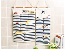 Door rear adhesive hook storage bag wall-mounted storage bag multi-layer mouth fabric storage bag sundries storage bag
