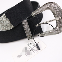 Ancient silver style black denim belt Womens belt simple fashion wide belt