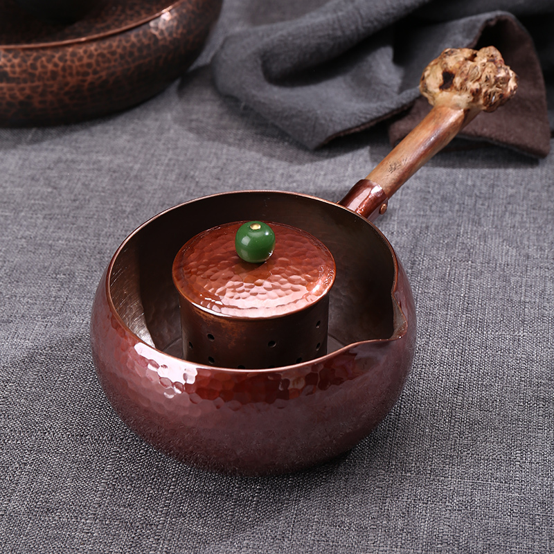 Pure Copper Tea Pot for Kung Fu Tea, Tea Brewing Pot, Copper Tea Pot with Filter, for Brewing White Tea and Health-Preserving Tea