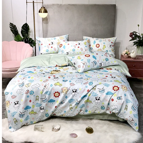 Шелковый летний комплект, шелковистый пододеяльник, детская простыня, покрывало для школьников, 4 предмета