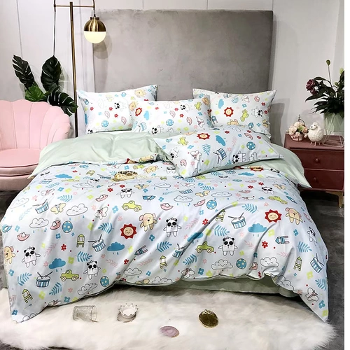 Шелковый летний комплект, шелковистый пододеяльник, детская простыня, покрывало для школьников, 4 предмета