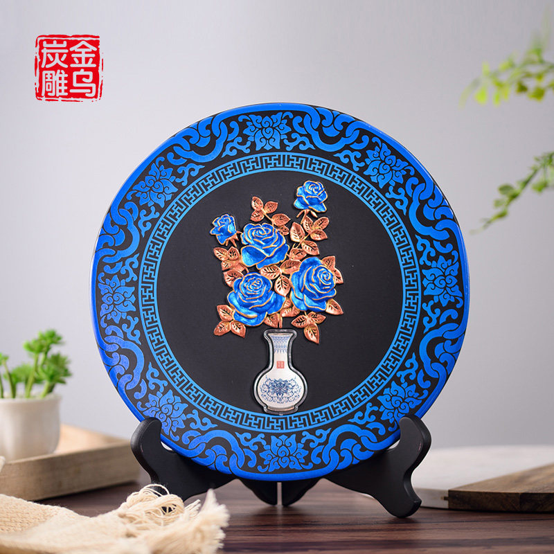 Golden U Charcoal Sculpture Rich And Safe Swing Piece Pure Silver Inlaid Creative Handiwork Home Swing Piece TV Cabinet Genguan Gift-Taobao