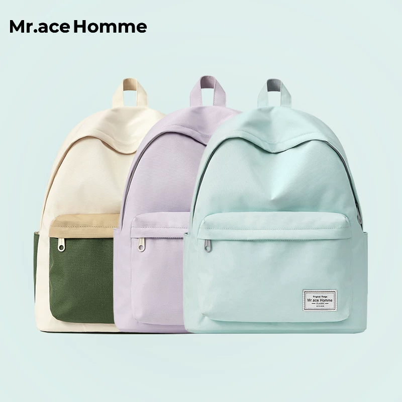 Коре-йский стиль вместительный рюкзак Mr.Ace Homme однотонный простой школьный рюкзак водостойкий