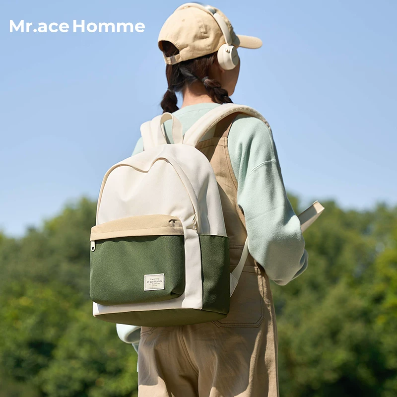 Коре-йский стиль вместительный рюкзак Mr.Ace Homme однотонный простой школьный рюкзак водостойкий