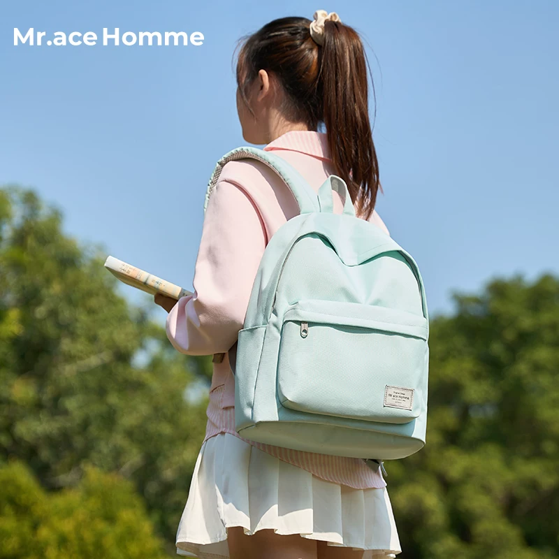 Коре-йский стиль вместительный рюкзак Mr.Ace Homme однотонный простой школьный рюкзак водостойкий