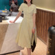 JUJU custom French retro tea break doll collar shirt dress slim waist mini fresh women summer