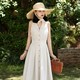 JUJU custom French retro plaid suit collar shirt dress waist umbrella skirt sleeveless new summer dress skirt