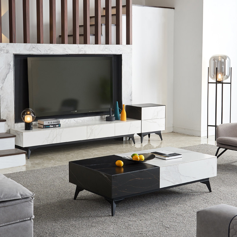 Nordic Tea Set TV Cabinet Package Imported Rock TV Cabinet Item Limited Luxury Villa Harbor Living Room