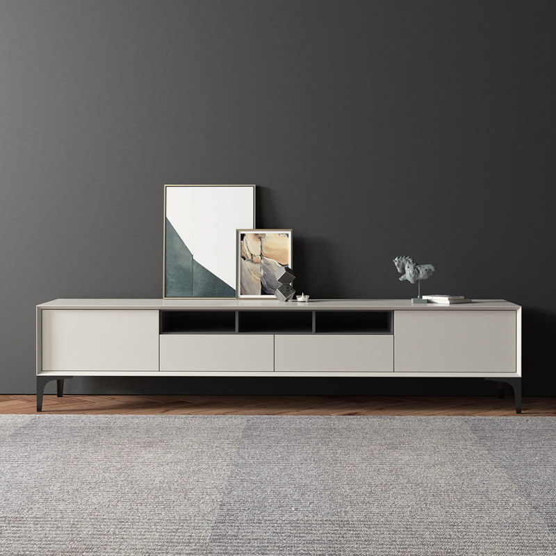 Italian Minimalist Tea Table TV Cabinet Combo Light Extravagant Modern Minimalist small family Living room TV Cabinet Rockboard Ground Cabinet