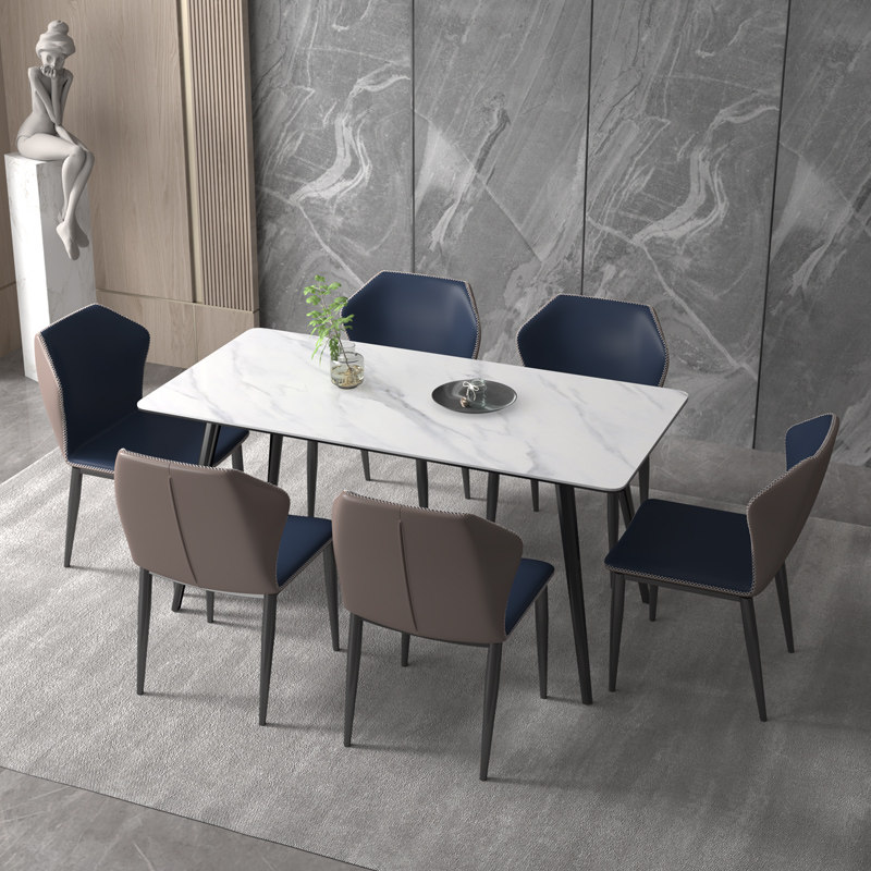 2022 new imported rock plate table small family type modern minimalist home rectangular dining table dining table and chairs combination