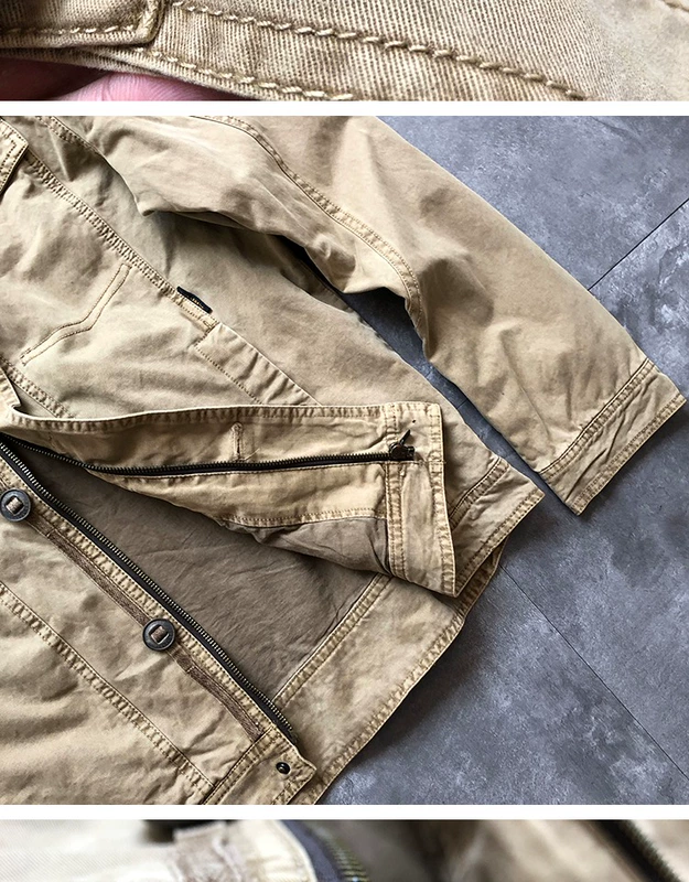 Vintage Hard Hàng Mỹ Retro Air Force Pilot Áo khoác nam Cotton Giặt cũ Áo khoác nam mùa thu áo bomber