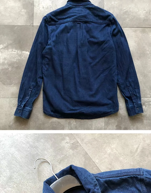 Áo khoác mùa thu nam Retro Lapel Áo khoác nam cotton hàng đầu được giặt màu xanh nhuộm quần áo bảo hộ lao động rộng Kích thước lớn áo khoác nam