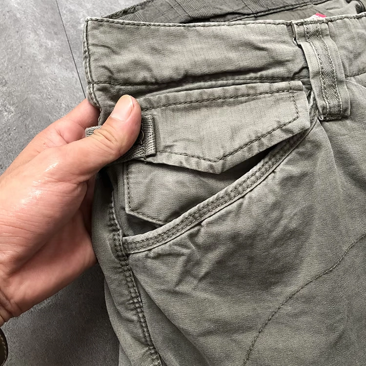 Mỹ nam retro làm việc nhiều túi quần cotton nặng nước rửa nhiều túi nam thẳng quần giản dị retro thủy triều quần đùi nam