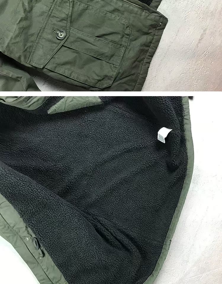 Cotton nguyên chất được giặt mùa thu và mùa đông dày trùm đầu áo khoác nam cotton dài áo da lộn nam