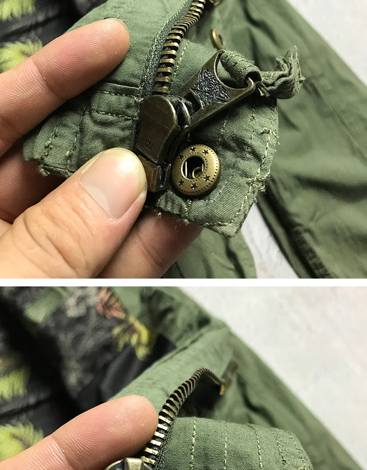 Mùa thu nam áo mỏng Bông giặt cũ retro M65 quân đội nhiều túi đứng cổ áo khoác nam áo khoác gió nam cao cấp