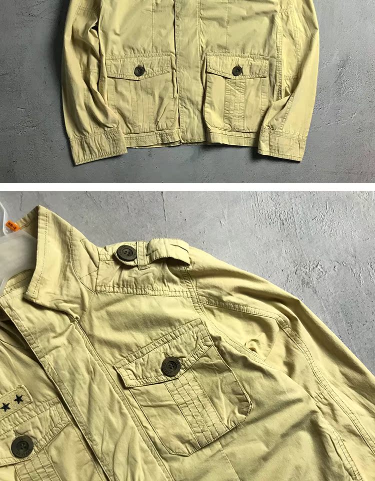 Mùa thu nam áo mỏng Bông giặt cũ retro M65 quân đội nhiều túi đứng cổ áo khoác nam áo khoác gió nam cao cấp