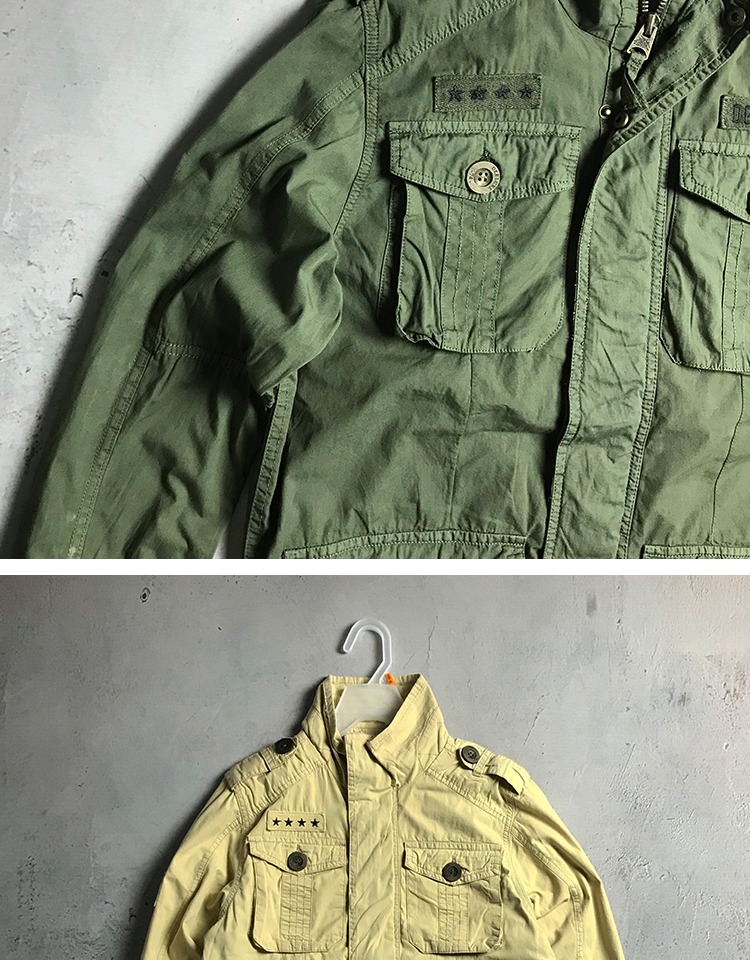 Mùa thu nam áo mỏng Bông giặt cũ retro M65 quân đội nhiều túi đứng cổ áo khoác nam áo khoác gió nam cao cấp