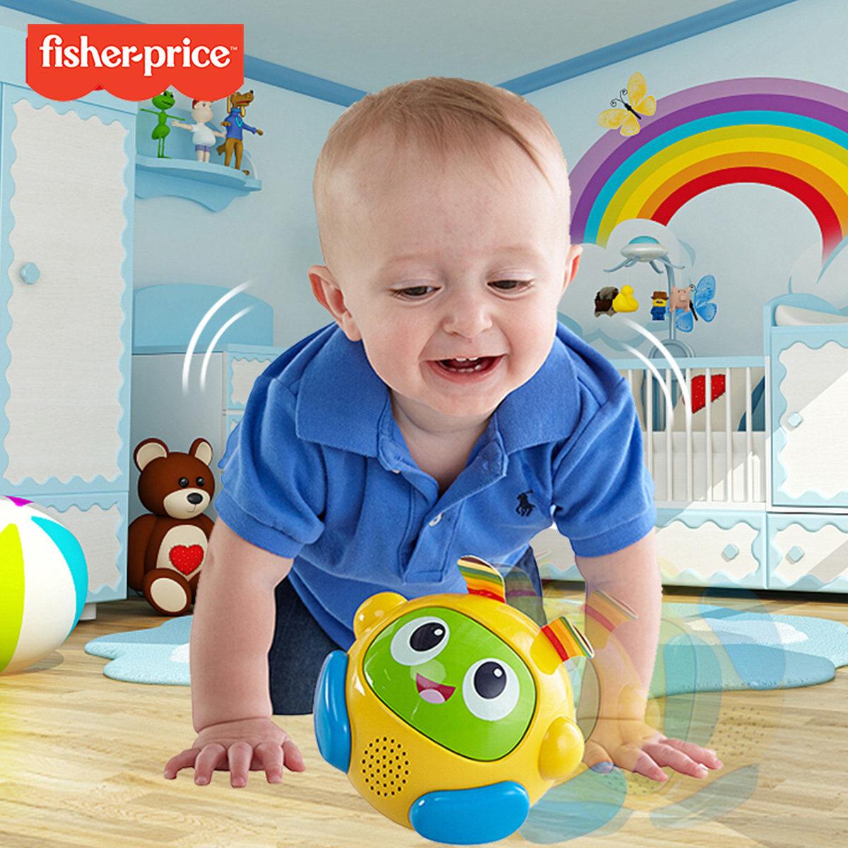 Fisher baby baby tumbling baby beibei learn to crawl early education educational toys