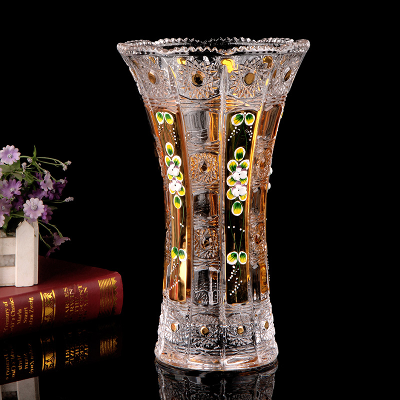Large European modern fashion glass vase Home living room decoration ornaments Lily Rose simulation vase Flower vase
