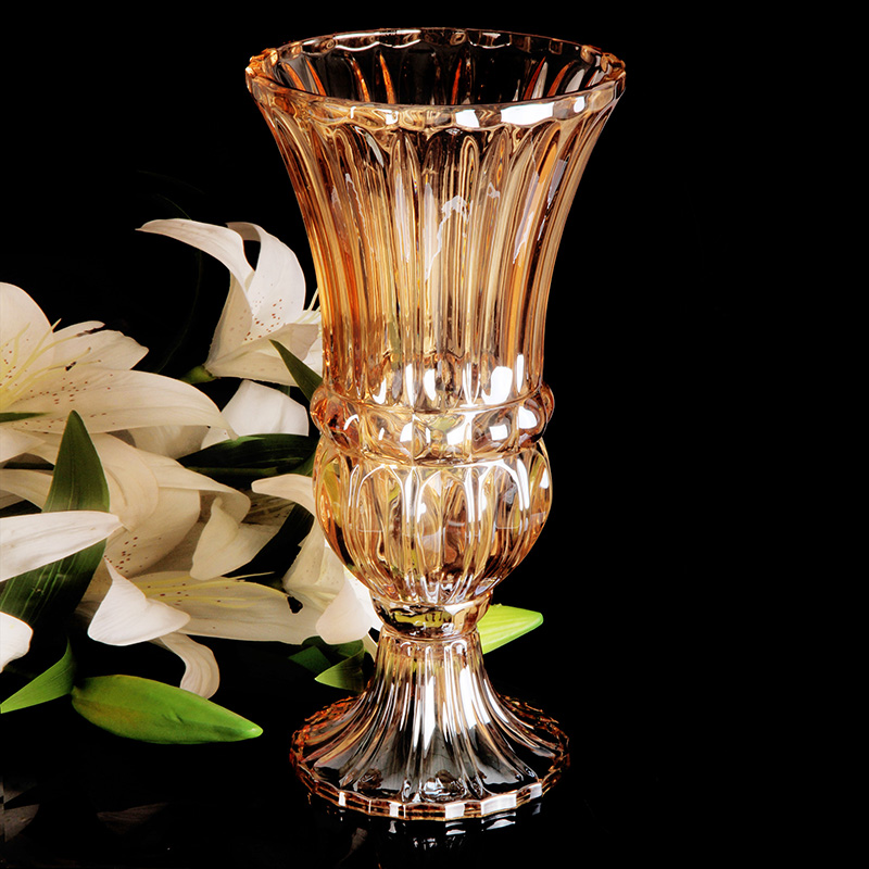Glass transparent vase large European style flower flower flower floor floor flower wiring is 40cm high