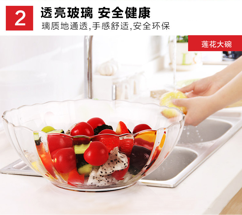 Flevenz bát thủy tinh lớn bát ăn liền bát trong suốt salad bát bát bát thủy tinh bát trái cây bát trái cây tô ăn cơm