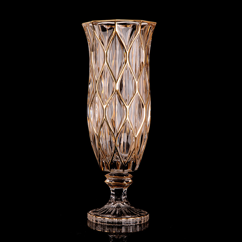 Flavenz Sketching High Foot European Style Crystal Vases Eurostyle Transparent Glass Pendulum parlor Adornment Nordic