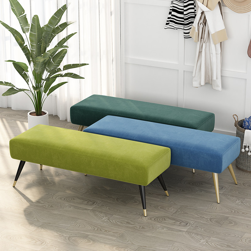 Light luxury shoe stool bed end foot stool metal leg sofa stool net celebrity clothing shoe store bench bench simple bed end stool