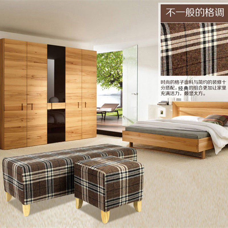 Fabric Sofa Stool Foot Stool Shoe Store Try Shoe Stool Wear Shoe Stool Clothing Store Sofa Solid Wood Bed Stool Leather Bench