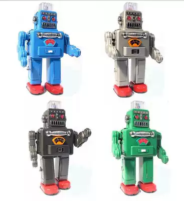 After 80 nostalgic Iron toy clockwork robot classic collection children's manual decompression electric smoke