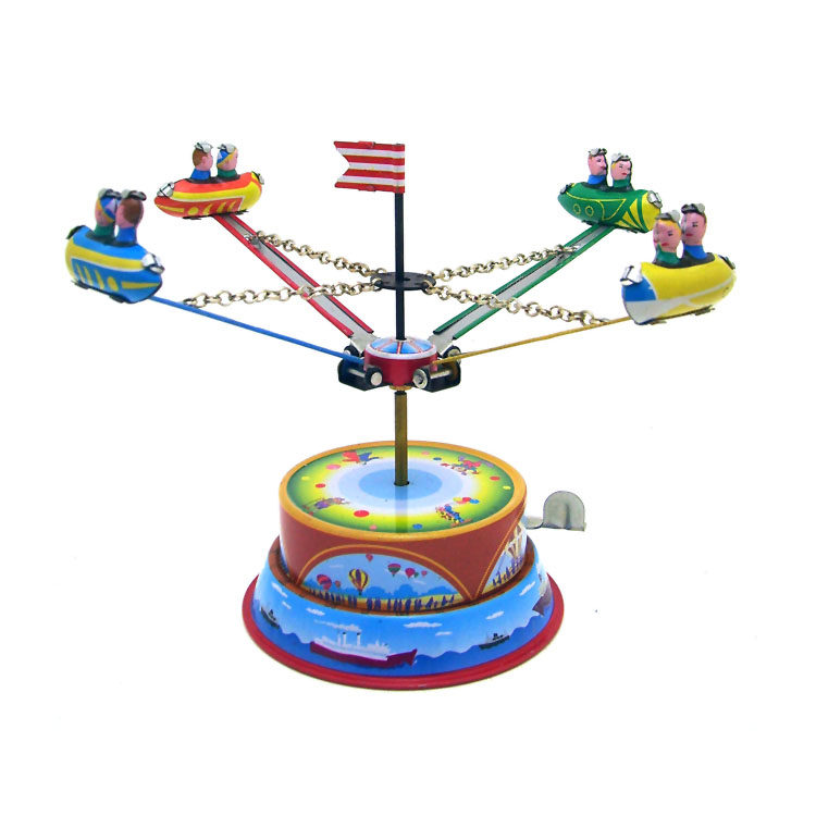 Rare Iron City-Clockwork Sheet Iron Toy Specializes Outlet Collection Children's Gift Amusement Park Decoration Swivel Aircraft