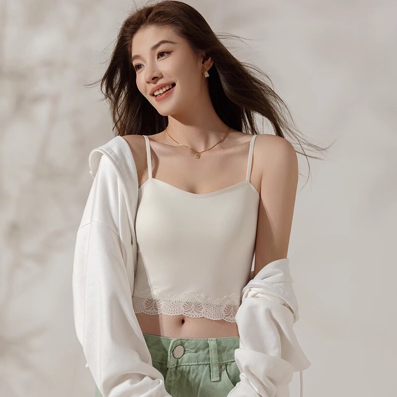 Gufei Ice Silk Seamless Beauty Back Camisole for Women, Summer Outerwear, Beauty Back Strapless Bra with Fixed Cups, Inner Layer Tube Top