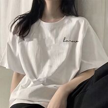 Summer New 100% Pure Cotton Short sleeved Women's Large Size Women's Sweetheart Student Korean Loose Instagram Pure Desire Top