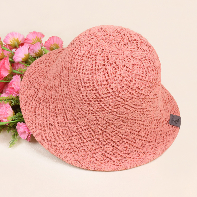 Female summer Korean version knitted cotton yarn sunscreen hat woman covered face sunscreen hat beach basin hat out for a fisherman hat sunhat