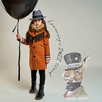 Le Wenxi childrens clothing 2022 spring season girls British style fringed coat with large lapel woolen windbreaker