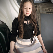 lavensey Le Wenxi childrens clothing spring and autumn new girls British thin shirt cotton long-sleeved shirt girl