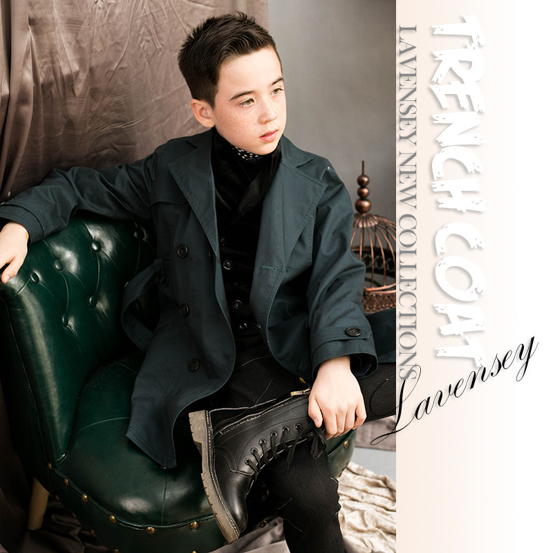 lavensey 2021 autumn winter new trench coat boy foreign casual wave in the big boy British style long coat
