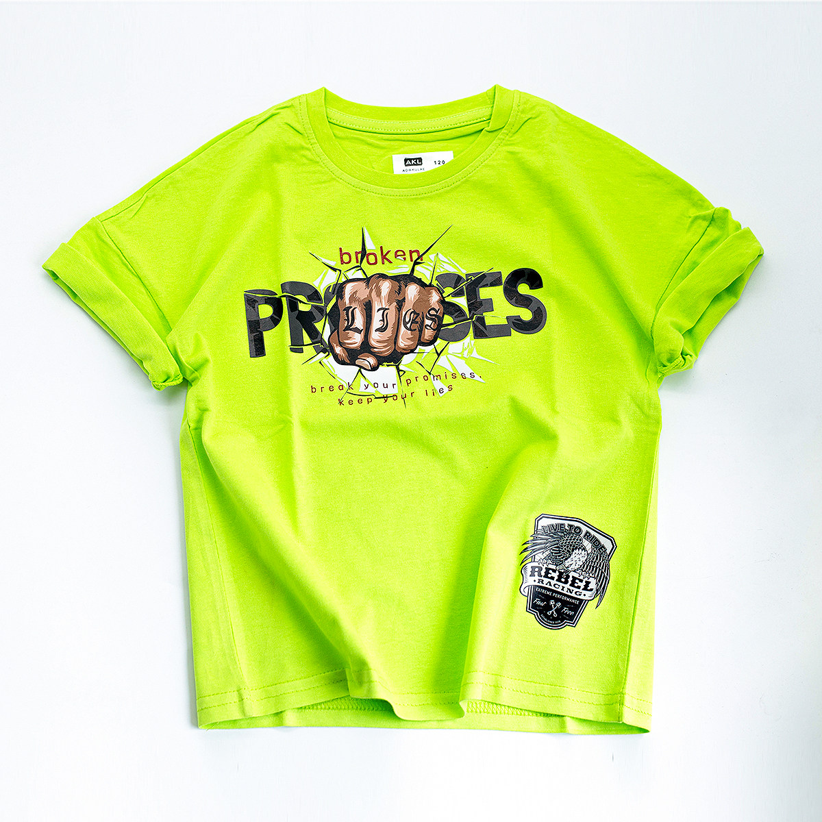 Lavensey Le Wenxi children's clothing 2022 summer new cotton short-sleeved T-shirt boys and girls fluorescent green