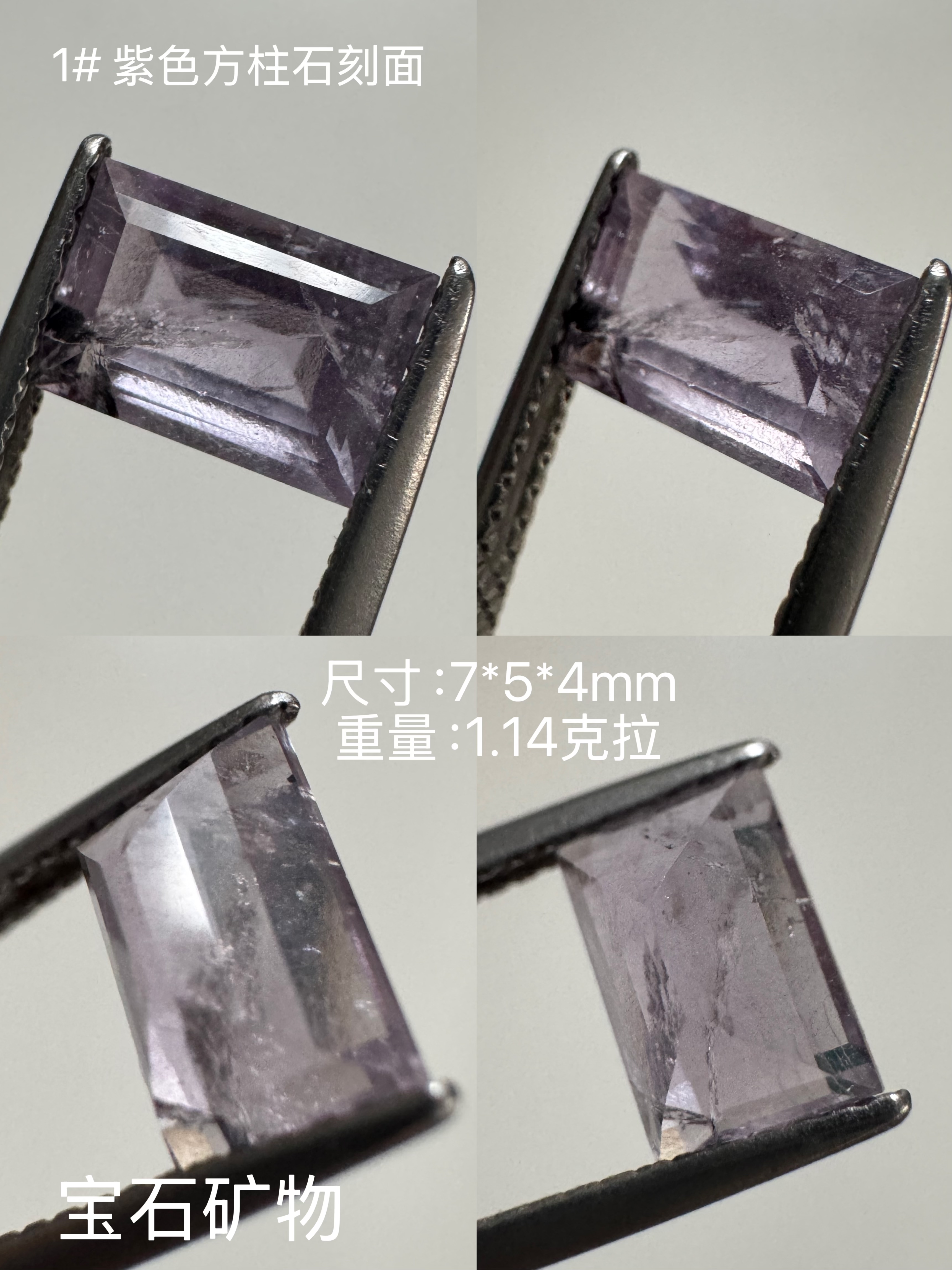 天然のファセットカットされた紫色のスキャポライト鉱物結晶標本。
