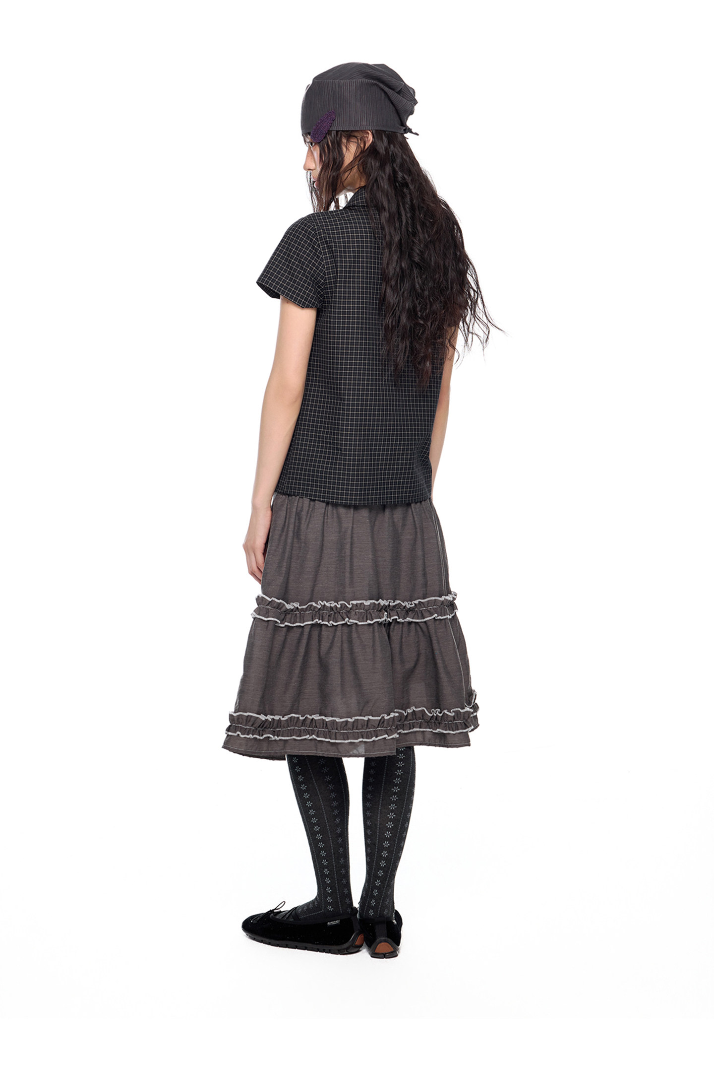 EZEK Gingham Puff Sleeve Blouse