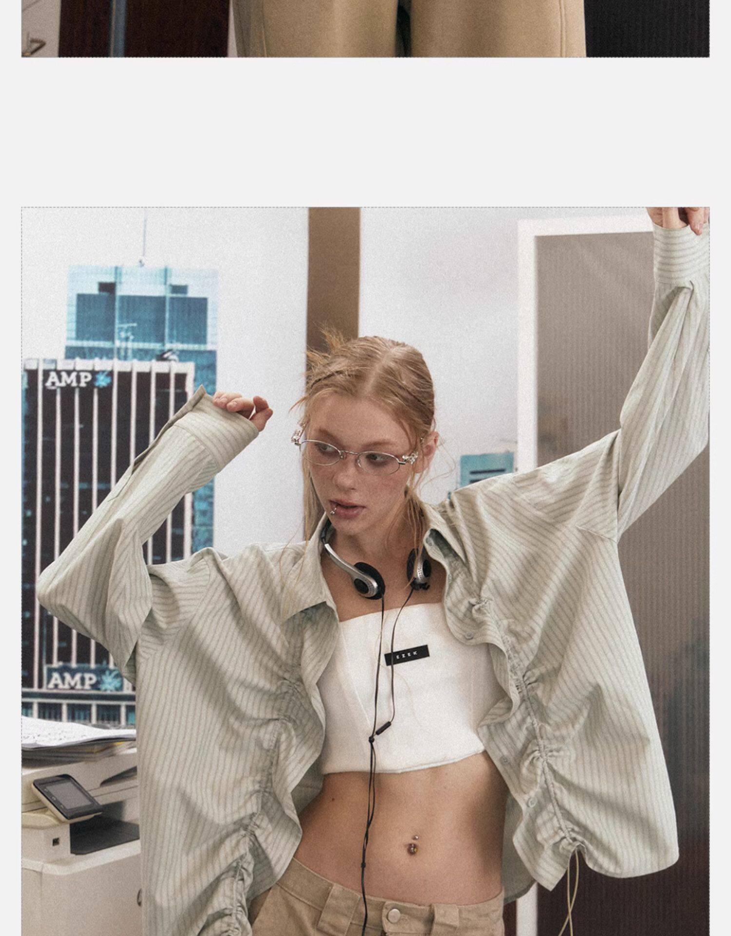 EZEK рубашка женские модели 2025 новый взрыв моделей Ранняя весна уникальный супер хороший смотреть куртка темперамент полоса накладки пальто женщина 