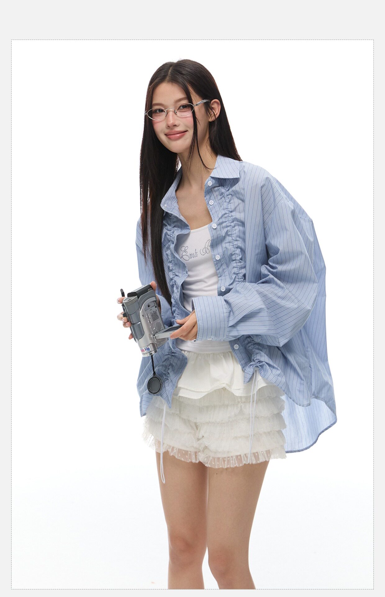 Тонкий лонгслив для отдыха, летняя рубашка, на шнурках, оверсайз 